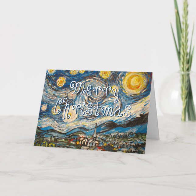 Noche estrellada Van Gogh de las Felices Navidad (Anverso)