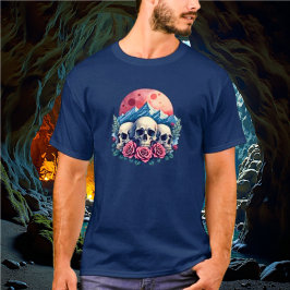 Noche Eterna - Camiseta para cráneos y Rosas