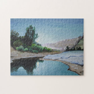 Noche iluminada por la luna del rompecabezas en la