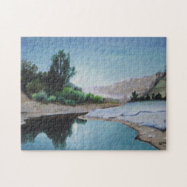 Noche iluminada por la luna del rompecabezas en la (Horizontal)