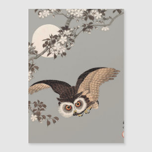 Noche japonesa de la luna de búho Woodcut Noche vo