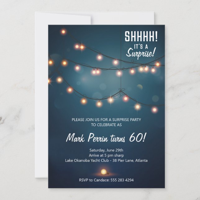 Noche Luces Invitación a fiesta de cumpleaños (Anverso)