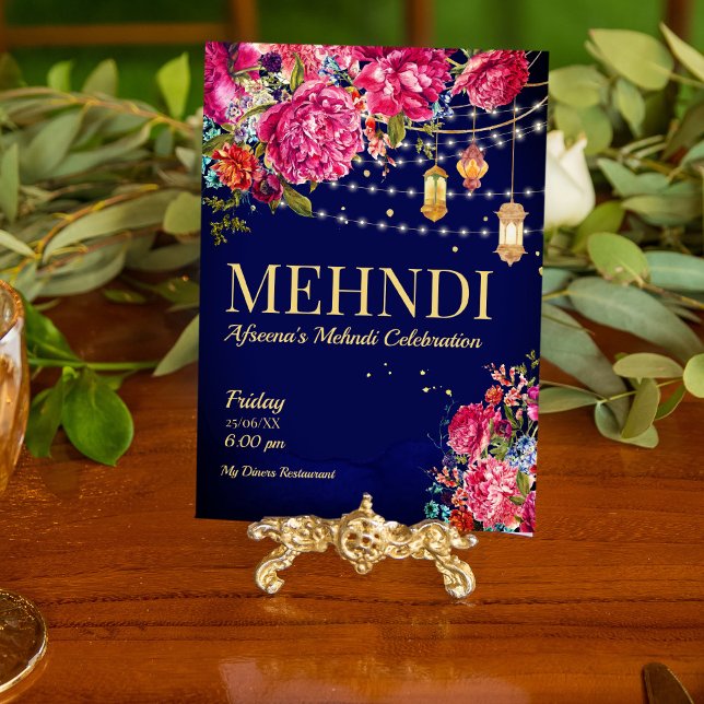 Noche Mehndi Starry Invitación floral de farolillo (Subido por el creador)