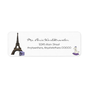 Noche morada en París Etiqueta de dirección de l