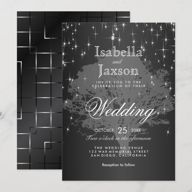 Noche negra bajo la invitación a la boda de las es (Anverso / Reverso)