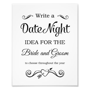 Noche negra Ideas Boda Rótulo foto impresión
