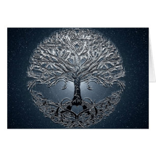 Noche pacífica del cielo azul árbol de la vida