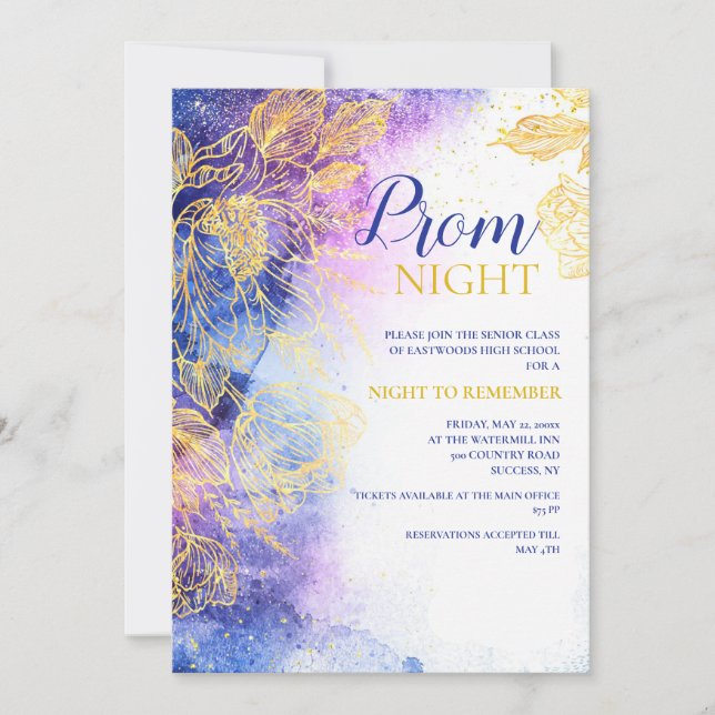 Noche para recordar la invitación de la prom (Anverso)