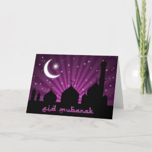Noche púrpura de la mezquita de Eid - tarjeta de