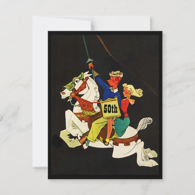 Noche retra en la invitación blanca del caballo (Anverso)