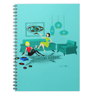 Noche Retro Chica En Cuaderno Espiral