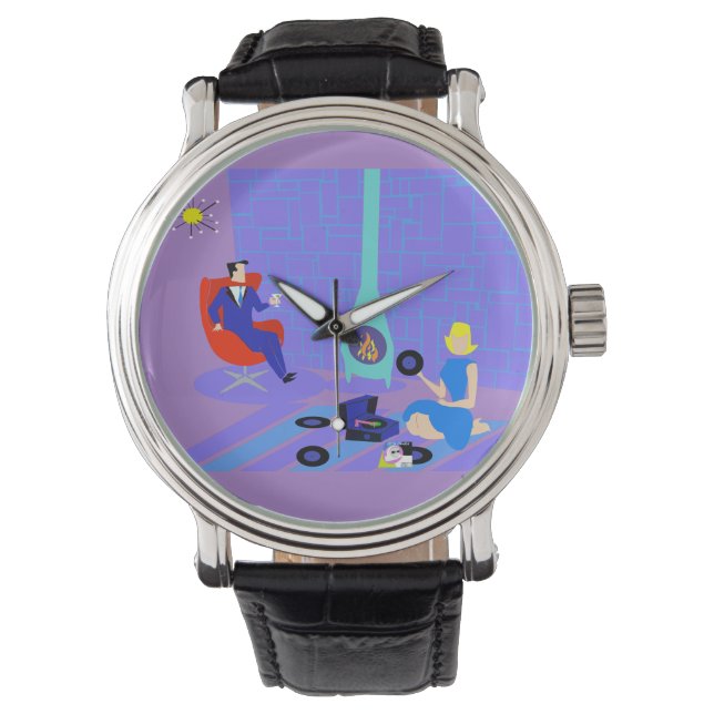 Noche retro en el reloj del hogar (Anverso)