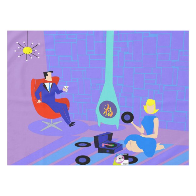 Noche retro en manteles de casa (Frente (Horizontal))