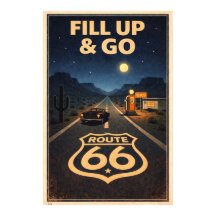 Noche Retro Ruta 66 Arte Vintage