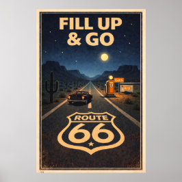 Noche Retro Ruta 66 Arte Vintage