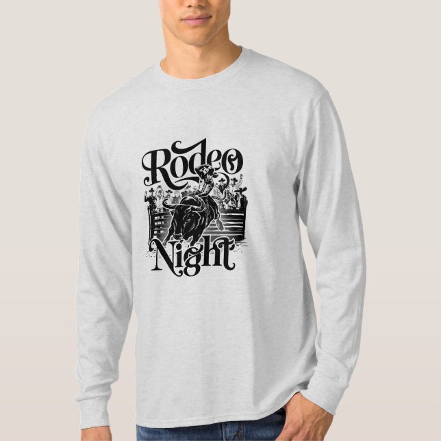 Noche Rodeo" Camiseta Dinámica del Bull Rider Occi (Anverso)