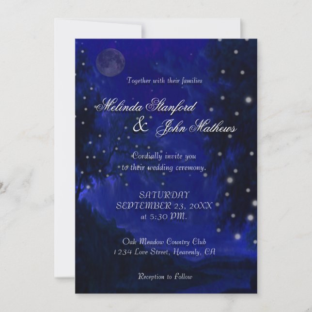 Noche romántica azul de la invitación el | de la (Anverso)
