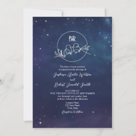 Noche romántica estrellada Monograma Invitación a