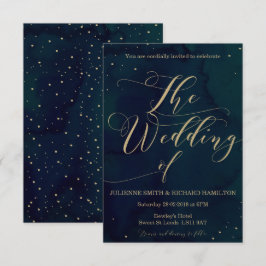 Noche Snowy Elegante Invitación a la Boda de Invie