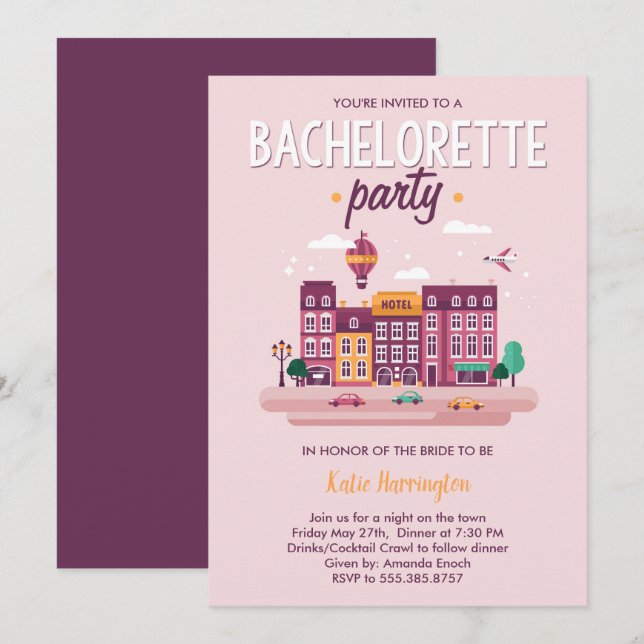 Noche sobre la invitación a la fiesta de la solter (Anverso / Reverso)
