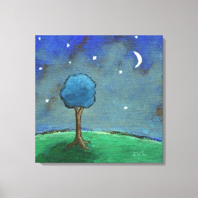 Noche Starry Starry, arte del paisaje del árbol ca (Anverso)