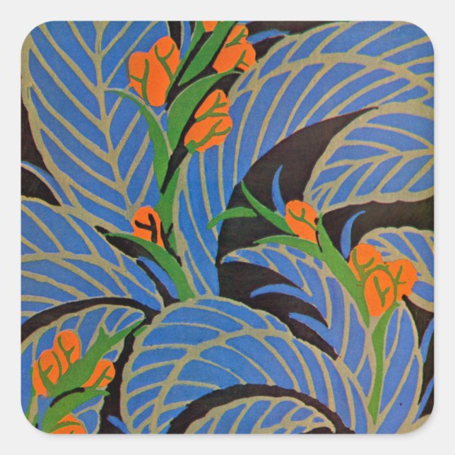 Noche tropical Art Nouveau - Pegatina (Anverso)
