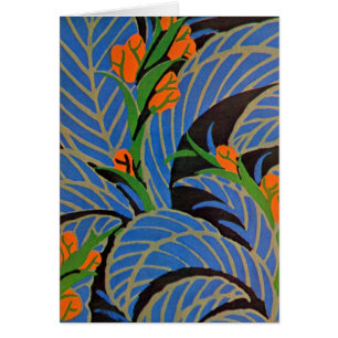 Noche tropical del art déco de Seguy - tarjeta