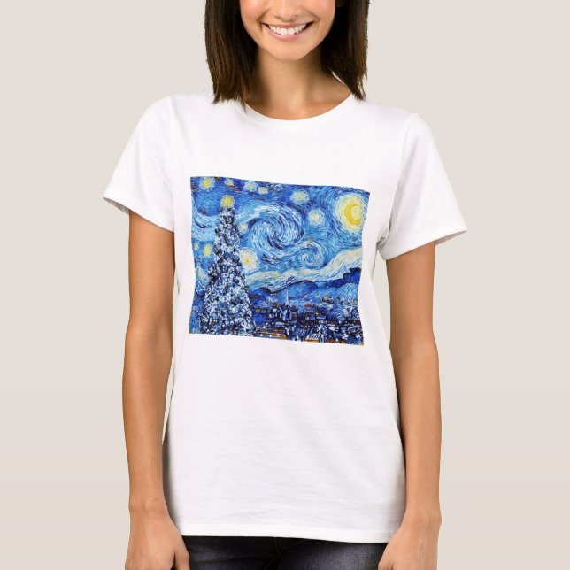 Noche Van Gogh Starry - Camiseta de Navidades blan (Anverso)