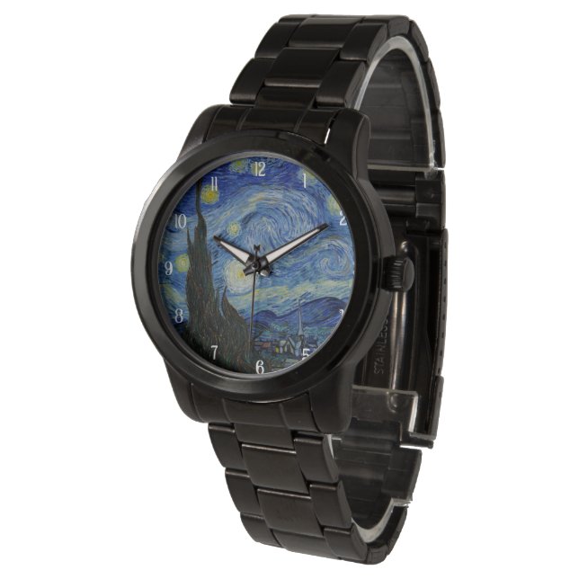 Noche Van Gogh Starry Pintura Elegante reloj mascu (Angular)