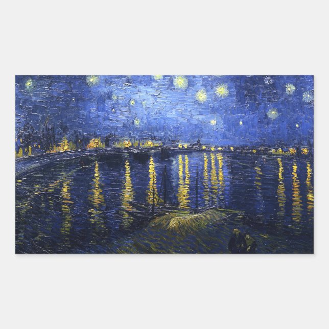 Noche Van Gogh Starry Sobre Los Pegatinas Ródanos (Anverso)