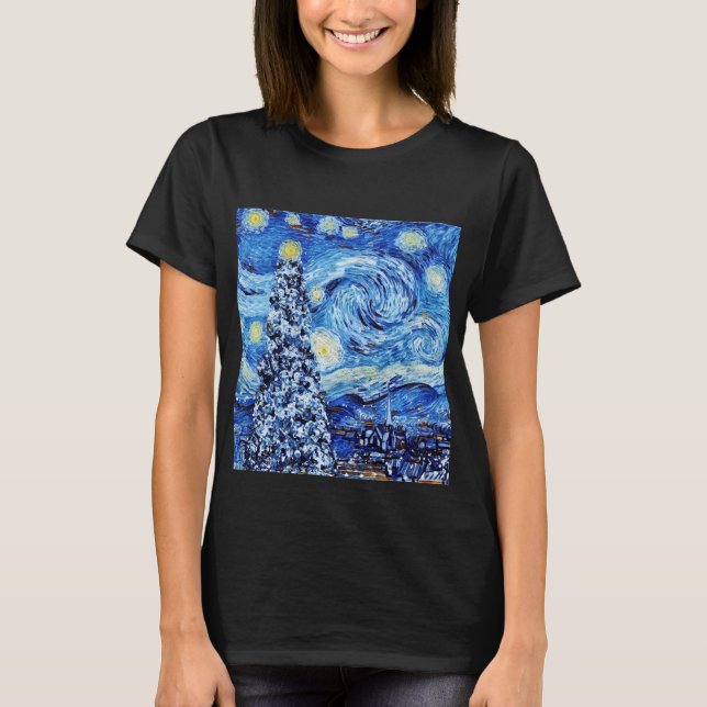 Noche Van Gough Starry - Camiseta de Navidades bla (Anverso)