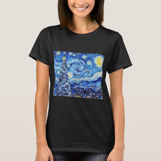 Noche Van Gough Starry - Camiseta de Navidades bla (Anverso)