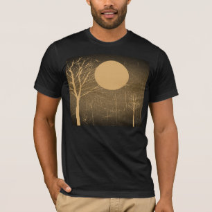 Noche y árbol - camiseta de la Luna Llena del