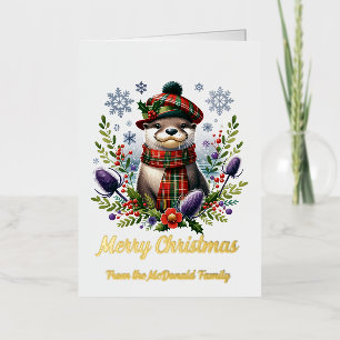 Nochebuena escocesa con nutria de Navidad con card