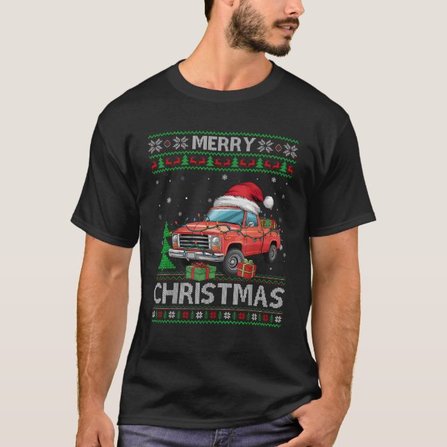 Nochebuena estilo suéter luces Santa Pickup Camión (Anverso)