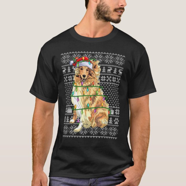 Nochebuena estilo suéter Santa Rough Collie Dog Ch (Anverso)