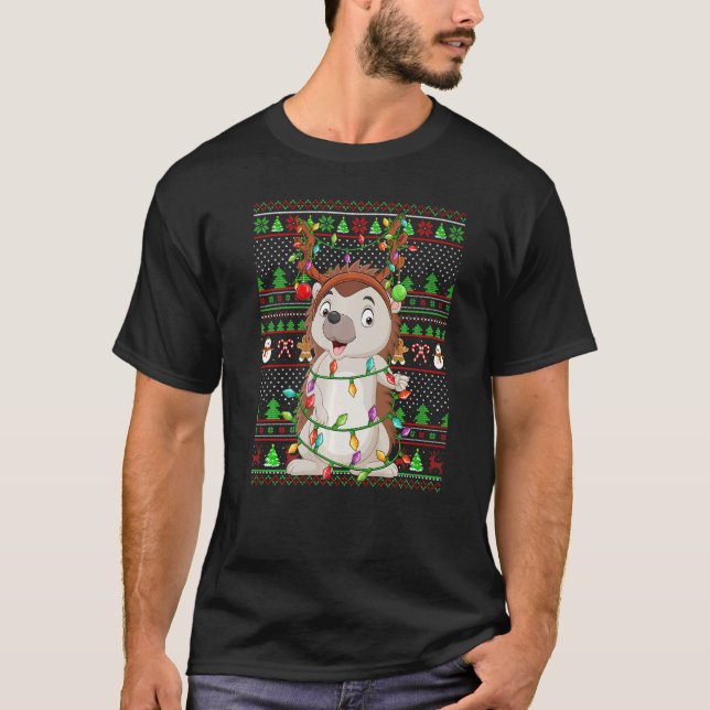Nochebuena fea estilo suéter iluminación Hedgehog  (Anverso)