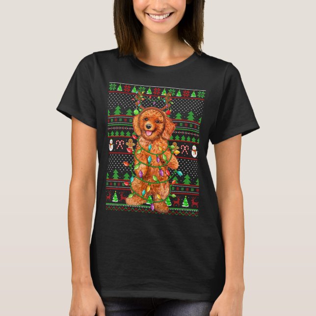 Nochebuena fea estilo suéter luces poodle perro Ch (Anverso)