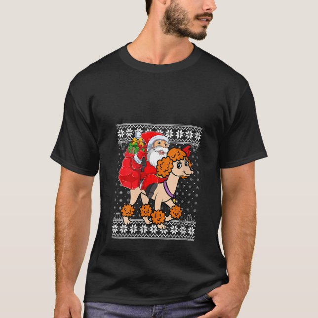 Nochebuena fea Sweater Santa Riding Perro de canic (Anverso)