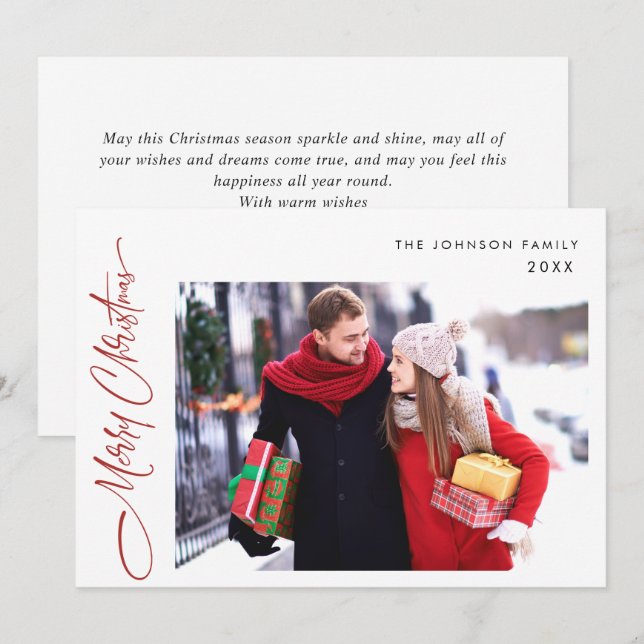 Nochebuena moderna Navidad Una foto Saludo QR códi (Anverso / Reverso)