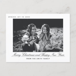 Nochebuena moderna y tarjeta de foto de Año Nuevo