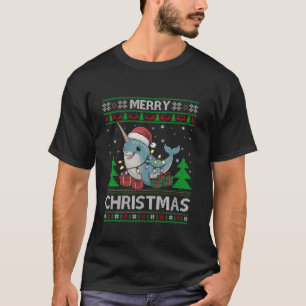 Nochebuena y suéter estilo luces Santa Narwhal Chr