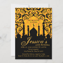 Noches árabes, invitaciones de cumpleaños de oro