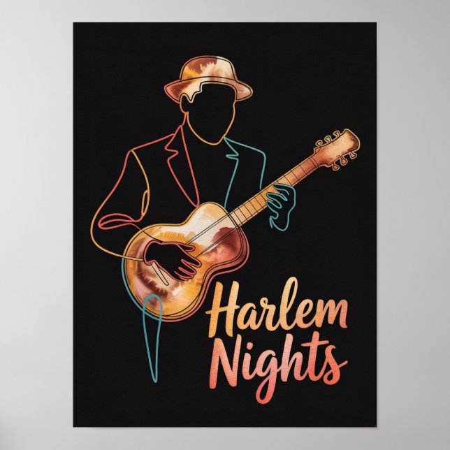 Noches de Harlem Línea de Guitarra Arte (Frente)