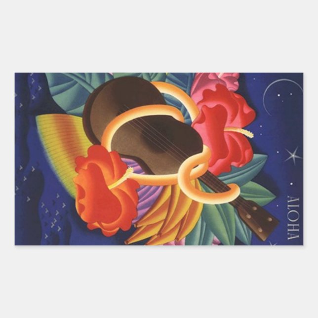 Noches de Ukulele Aloha, pegatina ventilado de Haw (Anverso)