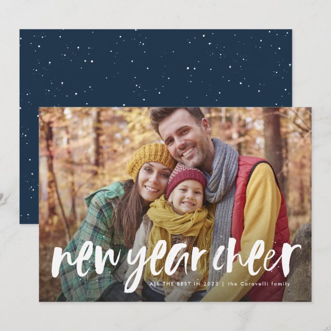 Nochevieja juguetona tarjeta de foto para escribir (Anverso / Reverso)