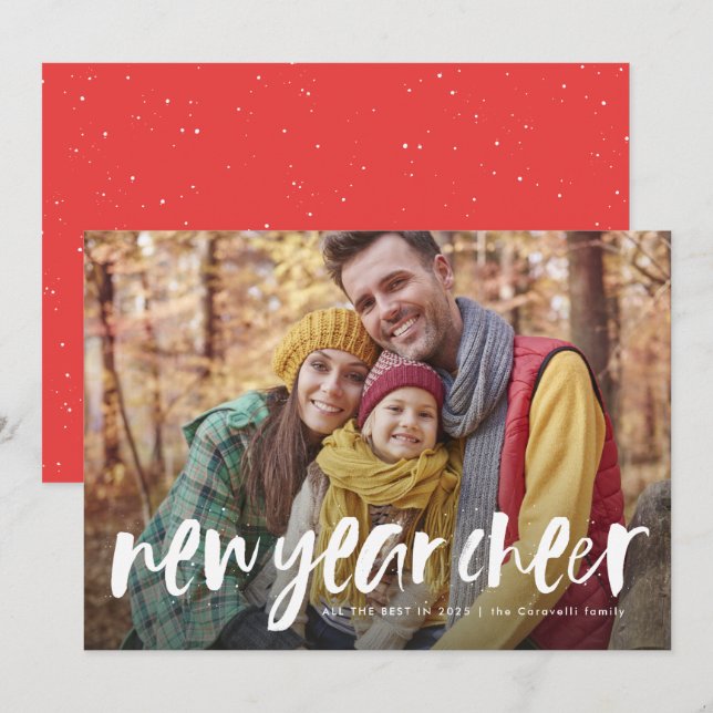 Nochevieja juguetona tarjeta de fotos moderna (Anverso / Reverso)