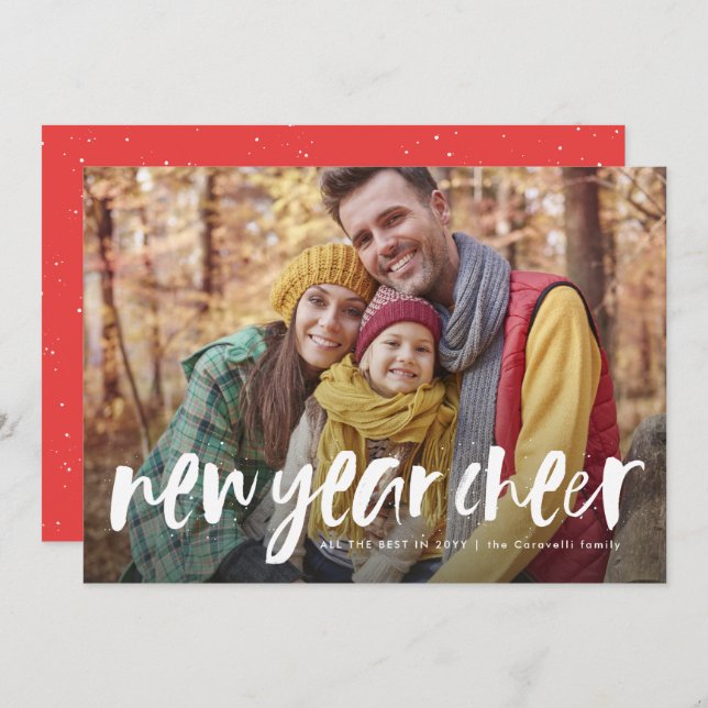 Nochevieja juguetona tarjeta de fotos moderna (Anverso / Reverso)