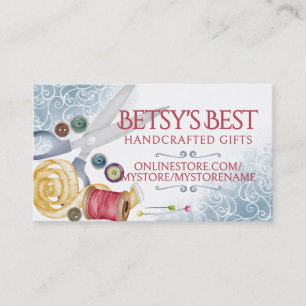 nociones de costura de acuarela tarjeta de negocio