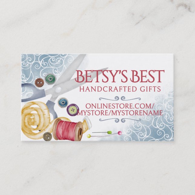 nociones de costura de acuarela tarjeta de negocio (Anverso)